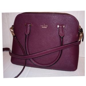 Kate Spade Cameron Street Maise Satchel Purple Plum Leather Purse Crossbody Bag●